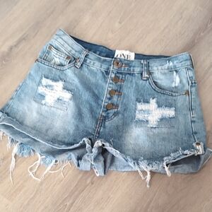 Distressed Blue Denim Shorts